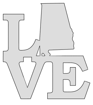 Alabama map love state stencil clip art scroll saw pattern printable downloadable free template, laser cutting, vector graphic.