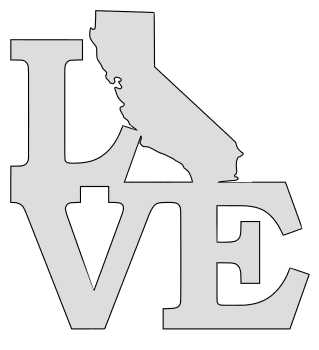 California map love state stencil clip art scroll saw pattern printable downloadable free template, laser cutting, vector graphic.