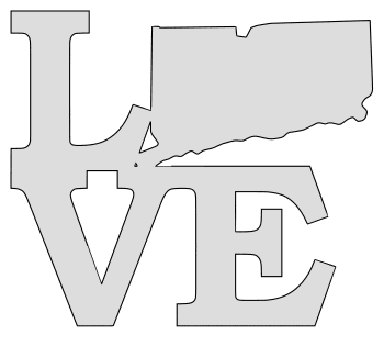 Connecticut map love state stencil clip art scroll saw pattern printable downloadable free template, laser cutting, vector graphic.