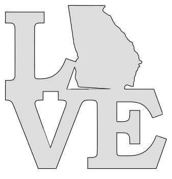 Georgia map love state stencil clip art scroll saw pattern printable downloadable free template, laser cutting, vector graphic.