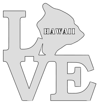 Hawaii map love state stencil clip art scroll saw pattern printable downloadable free template, laser cutting, vector graphic.