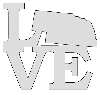 Nebraska map love state stencil clip art scroll saw pattern printable downloadable free template, laser cutting, vector graphic.