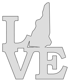 New Hampshire map love state stencil clip art scroll saw pattern printable downloadable free template, laser cutting, vector graphic.