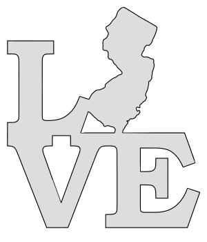 New Jersey map love state stencil clip art scroll saw pattern printable downloadable free template, laser cutting, vector graphic.