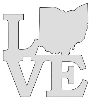 Ohio map love state stencil clip art scroll saw pattern printable downloadable free template, laser cutting, vector graphic.