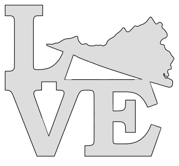 Virginia map love state stencil clip art scroll saw pattern printable downloadable free template, laser cutting, vector graphic.