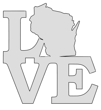 Wisconsin map love state stencil clip art scroll saw pattern printable downloadable free template, laser cutting, vector graphic.