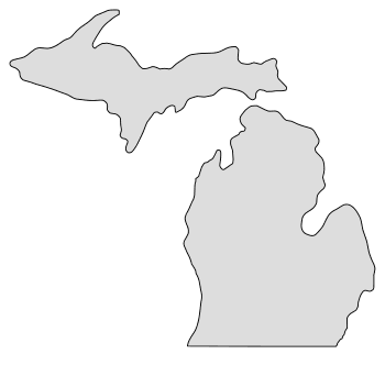 Free Michigan map outline shape state stencil clip art scroll saw pattern print download silhouette or cricut design free template, cutting file.
