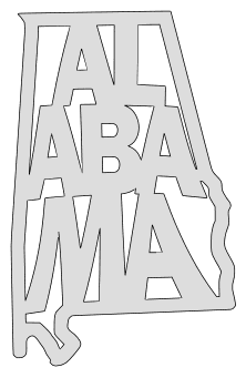 Alabama map outline shape state stencil clip art scroll saw pattern printable downloadable free template, laser cutting, vector graphic.