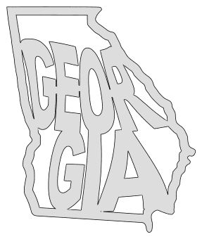 Georgia map outline shape state stencil clip art scroll saw pattern printable downloadable free template, laser cutting, vector graphic.