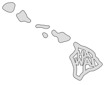 Hawaii map outline shape state stencil clip art scroll saw pattern printable downloadable free template, laser cutting, vector graphic.