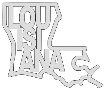 Louisiana map outline shape state stencil clip art scroll saw pattern printable downloadable free template, laser cutting, vector graphic.