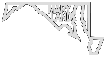 Maryland map outline shape state stencil clip art scroll saw pattern printable downloadable free template, laser cutting, vector graphic.