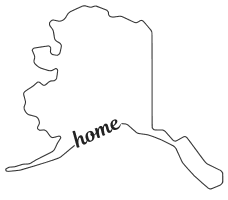 Alaska outline with HOME on border, free, printable, cricut or Silhouette design, vector image, pattern, map shape, cutting file.