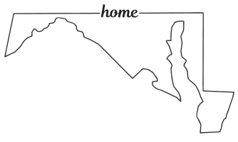 Maryland outline with HOME on border, free, printable, cricut or Silhouette design, vector image, pattern, map shape, cutting file.