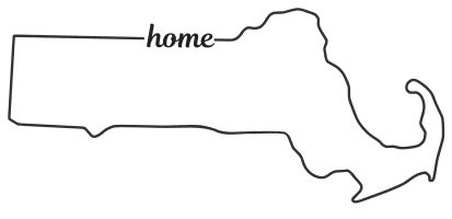 Massachusetts outline with HOME on border, free, printable, cricut or Silhouette design, vector image, pattern, map shape, cutting file.