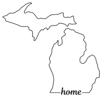 Michigan outline with HOME on border, free, printable, cricut or Silhouette design, vector image, pattern, map shape, cutting file.