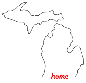 Free Michigan outline with HOME on border, cricut or Silhouette design, vector image, pattern, map shape 
cutting file.