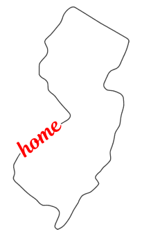 Free New Jersey outline with HOME on border, cricut or Silhouette design, vector image, pattern, map shape 
cutting file.