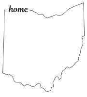 Ohio outline with HOME on border, free, printable, cricut or Silhouette design, vector image, pattern, map shape, cutting file.