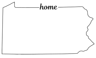 Pennsylvania outline with HOME on border, free, printable, cricut or Silhouette design, vector image, pattern, map shape, cutting file.