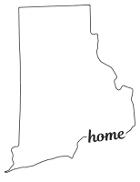 Rhode Island outline with HOME on border, free, printable, cricut or Silhouette design, vector image, pattern, map shape, cutting file.