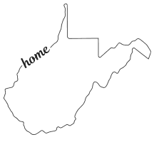 Free West Virginia outline with HOME on border, cricut or Silhouette design, vector image, pattern, map shape, cutting file