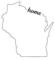 Wisconsin outline with HOME on border, free, printable, cricut or Silhouette design, vector image, pattern, map shape, cutting file.