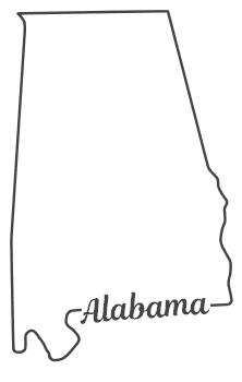 Free Alabama outline with state name on border, cricut or Silhouette design, vector image, pattern, map 
shape cutting file.