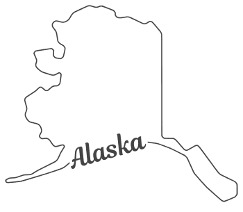 Free Alaska outline with state name on border, cricut or Silhouette design, vector image, pattern, map 
shape cutting file.