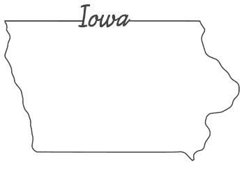 Free Iowa outline with state name on border, cricut or Silhouette design, vector image, pattern, map 
shape cutting file.