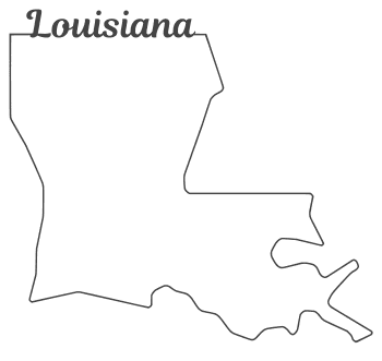 Free Louisiana outline with state name on border, cricut or Silhouette design, vector image, pattern, map 
shape cutting file.