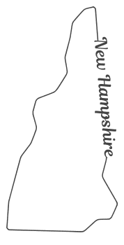 Free New Hampshire outline with state name on border, cricut or Silhouette design, vector image, pattern, map 
shape cutting file.