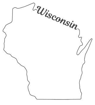 Free Wisconsin outline with state name on border, cricut or Silhouette design, vector image, pattern, map 
shape cutting file.