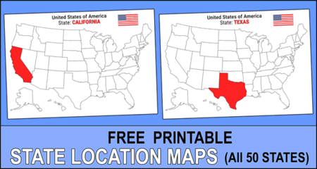 Free Printable USA State Location Maps (All 50 States) Free Printable USA State Location Maps (All 50 States)