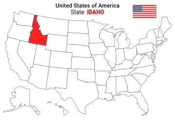 Free, printable, outline map of the United States with Idaho highlighted in red to show its location, America, USA, print, download, pdf.
