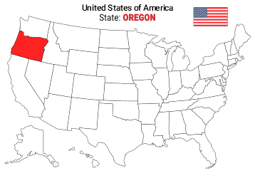 Free, printable, outline map of the United States with Oregon highlighted in red to show its location, America, USA, print, download, pdf.