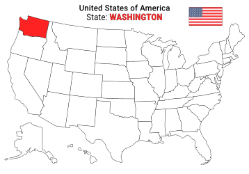 Free, printable, outline map of the United States with Washington highlighted in red to show its location, America, USA, print, download, pdf.