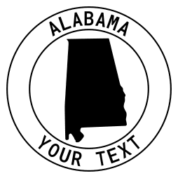 Alabama map outline shape state with text in a circle stencil clip art pattern print download cricut or silhouette design free template, cutting file.