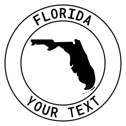 Florida map outline shape state with text in a circle stencil clip art pattern print download cricut or silhouette design free template, cutting file.