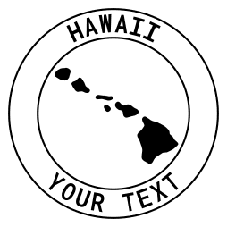 Hawaii map outline shape state with text in a circle stencil clip art pattern print download cricut or silhouette design free template, cutting file.