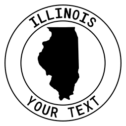 Illinois map outline shape state with text in a circle stencil clip art pattern print download cricut or silhouette design free template, cutting file.