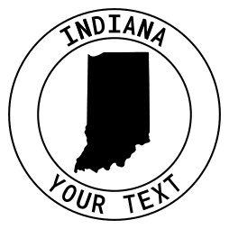 Indiana map outline shape state with text in a circle stencil clip art pattern print download cricut or silhouette design free template, cutting file.