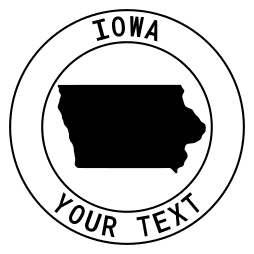 Iowa map outline shape state with text in a circle stencil clip art pattern print download cricut or silhouette design free template, cutting file.