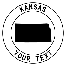 Kansas map outline shape state with text in a circle stencil clip art pattern print download cricut or silhouette design free template, cutting file.