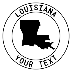 Louisiana map outline shape state with text in a circle stencil clip art pattern print download cricut or silhouette design free template, cutting file.