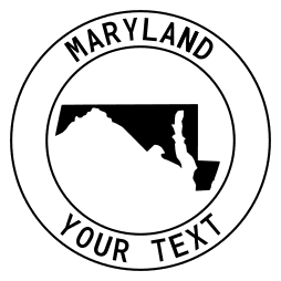 Maryland map outline shape state with text in a circle stencil clip art pattern print download cricut or silhouette design free template, cutting file.