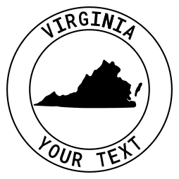 Virginia map outline shape state with text in a circle stencil clip art pattern print download cricut or silhouette design free template, cutting file.