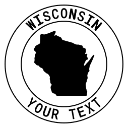 Wisconsin map outline shape state with text in a circle stencil clip art pattern print download cricut or silhouette design free template, cutting file.