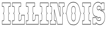 Free Illinois text lettering vector image, with spurs, pattern, map shape 
cutting file.